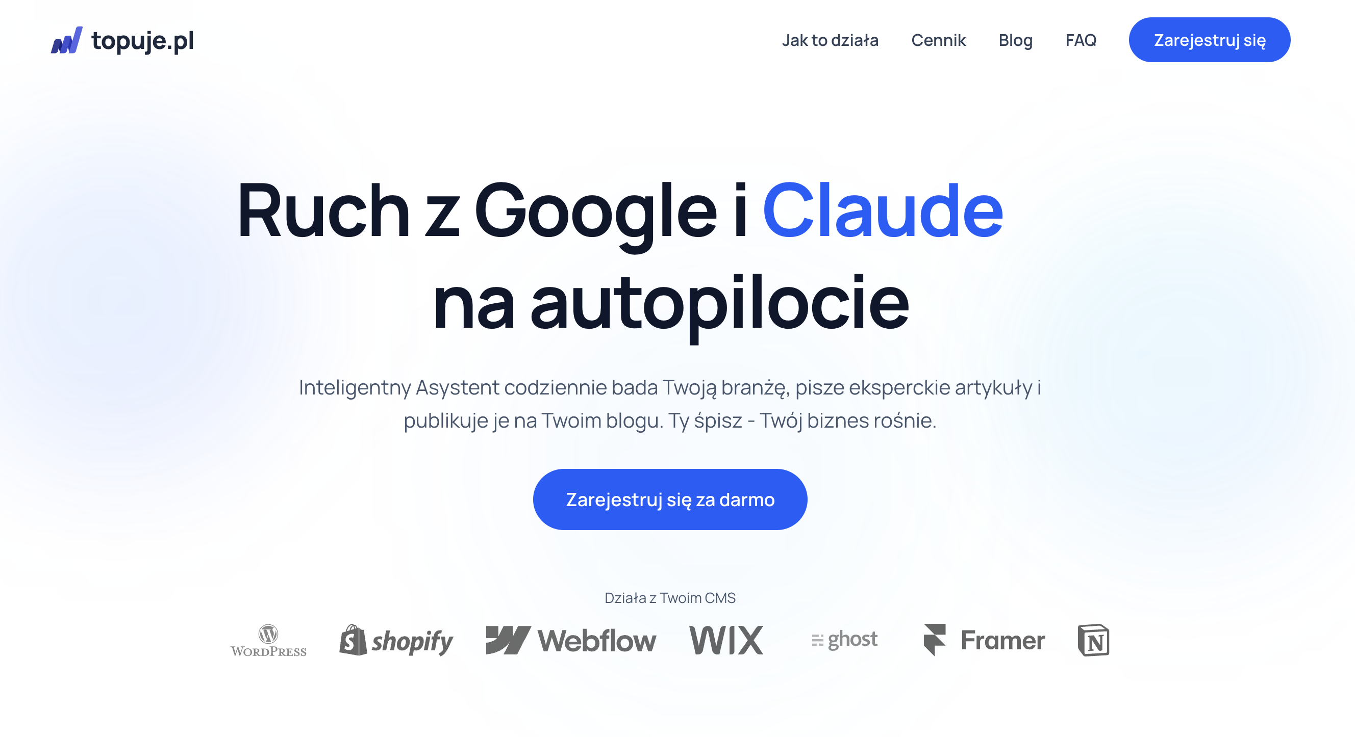 Topuje.pl - Widoczność w Google i LLM na autopilocie